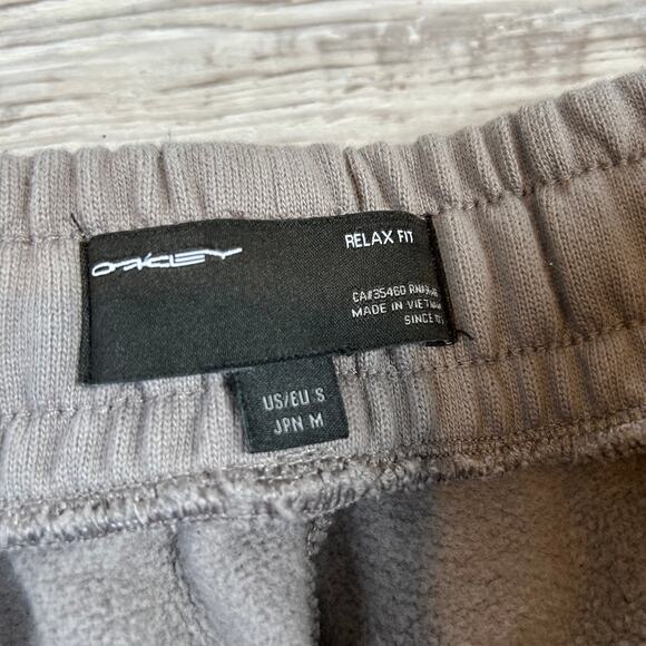 Oakley Relaxed Fit Sweatpants Taupe Fleece Joggers Small Athleisure Cozy - Picture 6 of 9